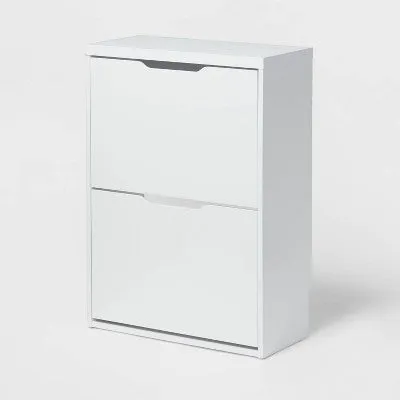 Laminate Pivot Open Shoe Cabinet White - Brightroom