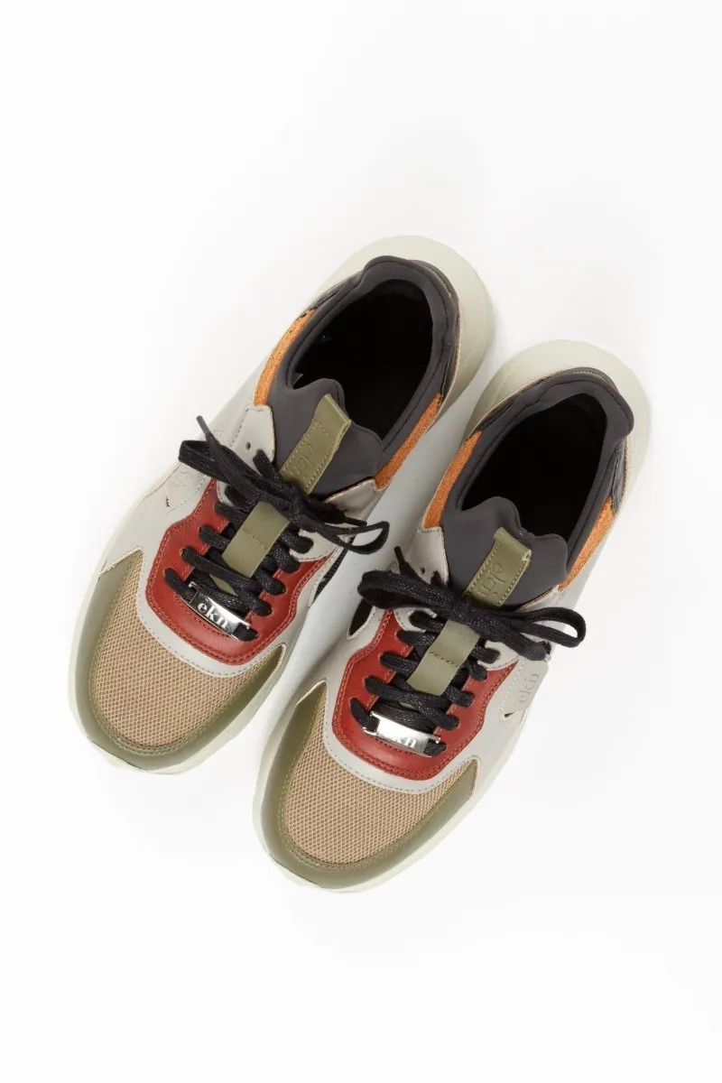 Larch Sneaker | Khaki Vegan Leather   Neoprene