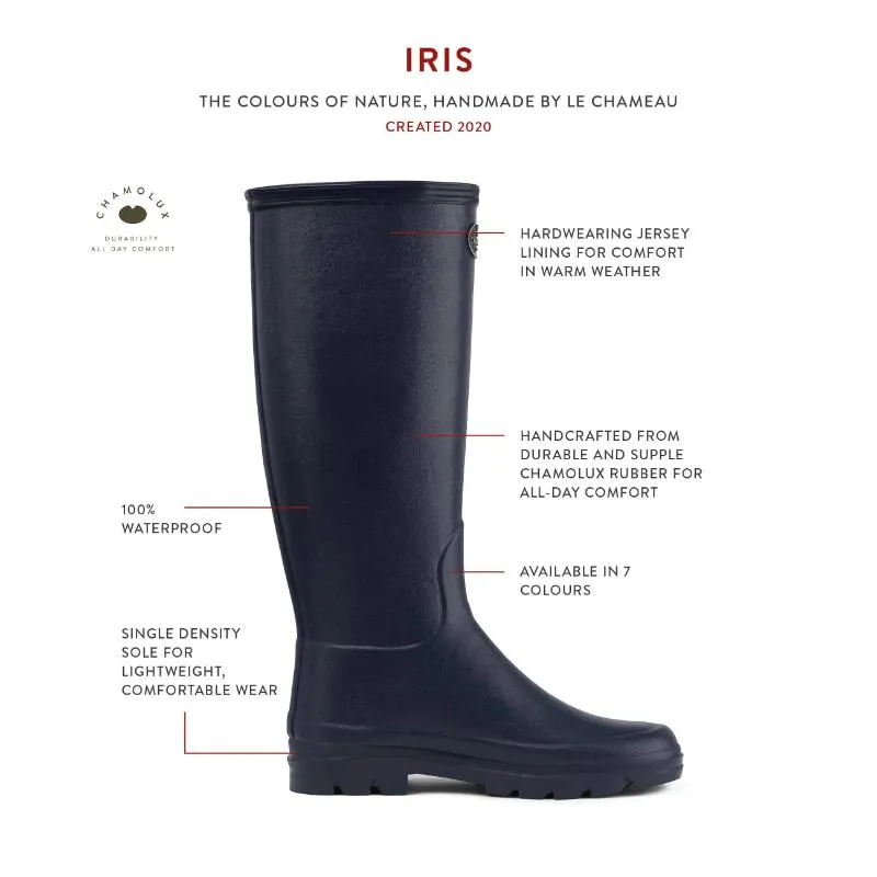 Le Chameau Iris Jersey Lined Ladies Wellington Boots - Bleu Fonce