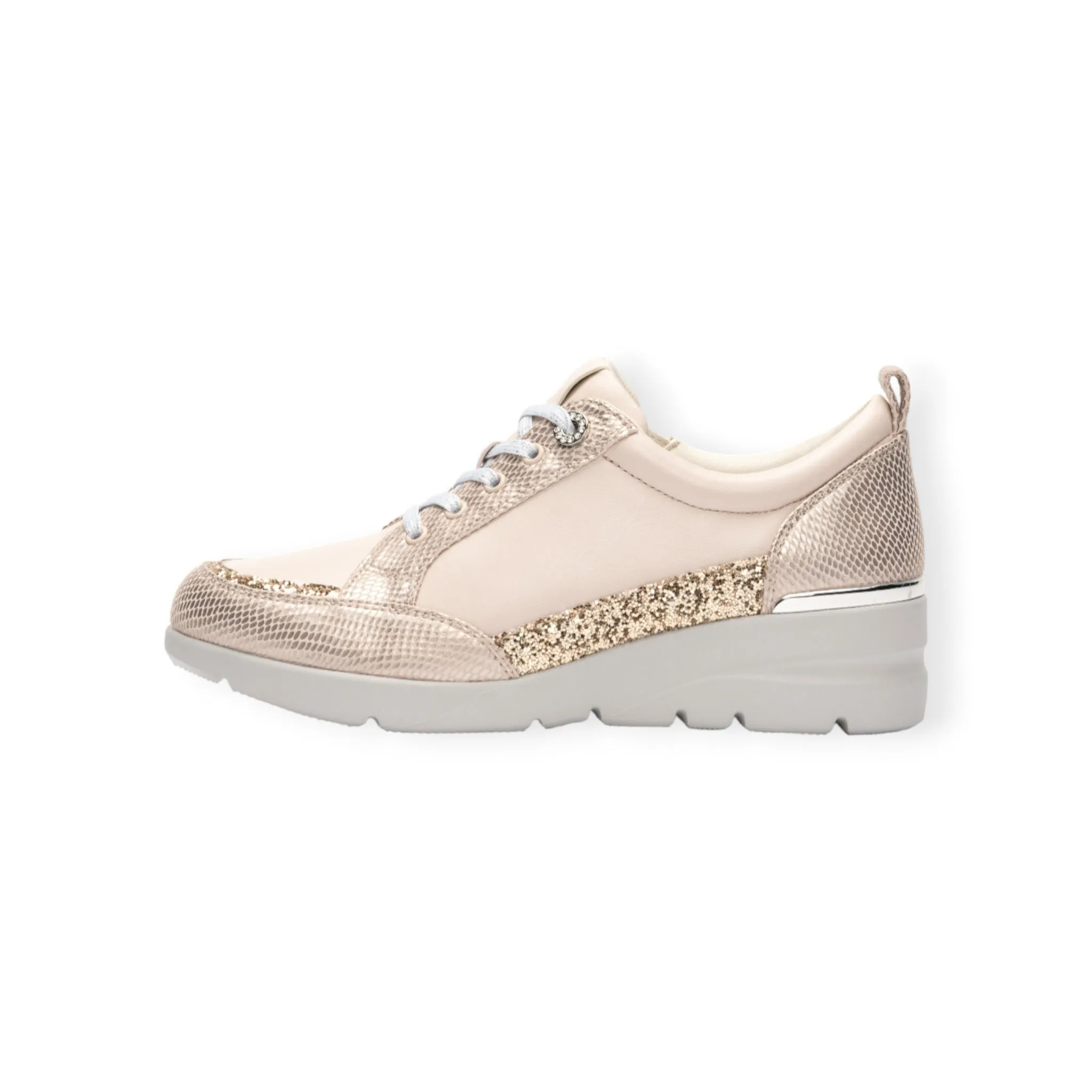 Lightweight Soft Sheepskin sneakers with Swarovski crystal glass eyelet and brightful glitter decoration #FJ103