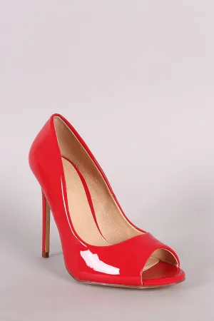 Liliana Glossy Peep Toe Stiletto Pump