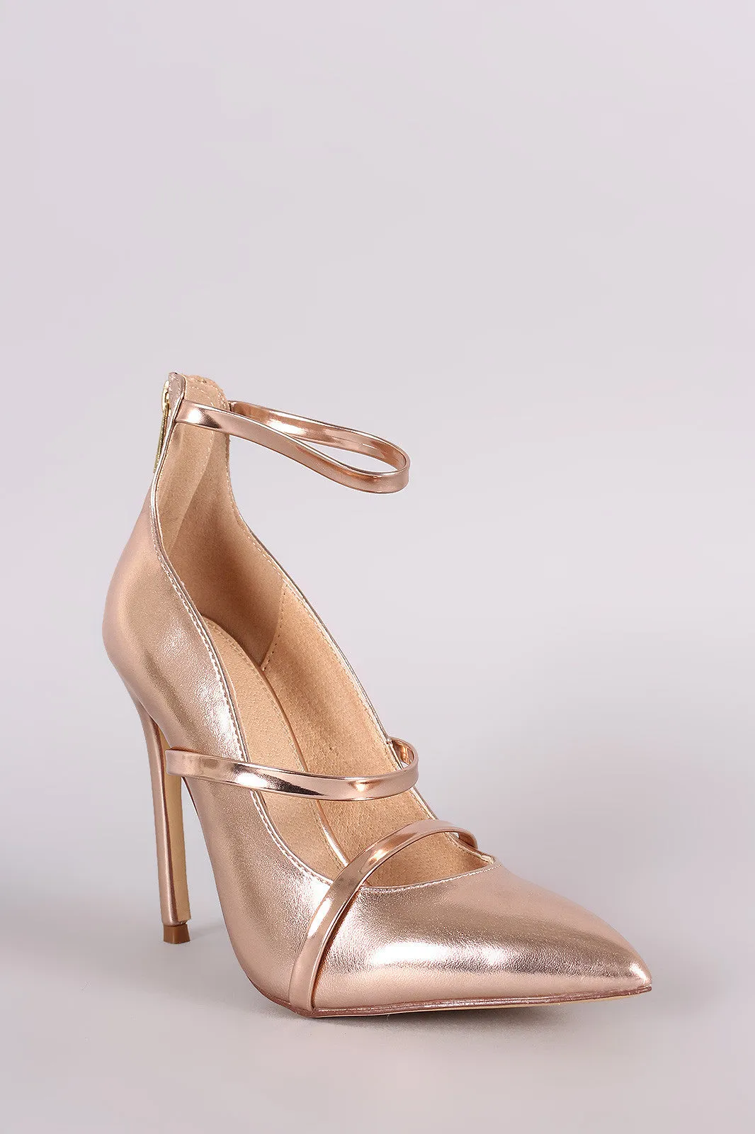 Liliana Metallic Trio Straps Stiletto Pump