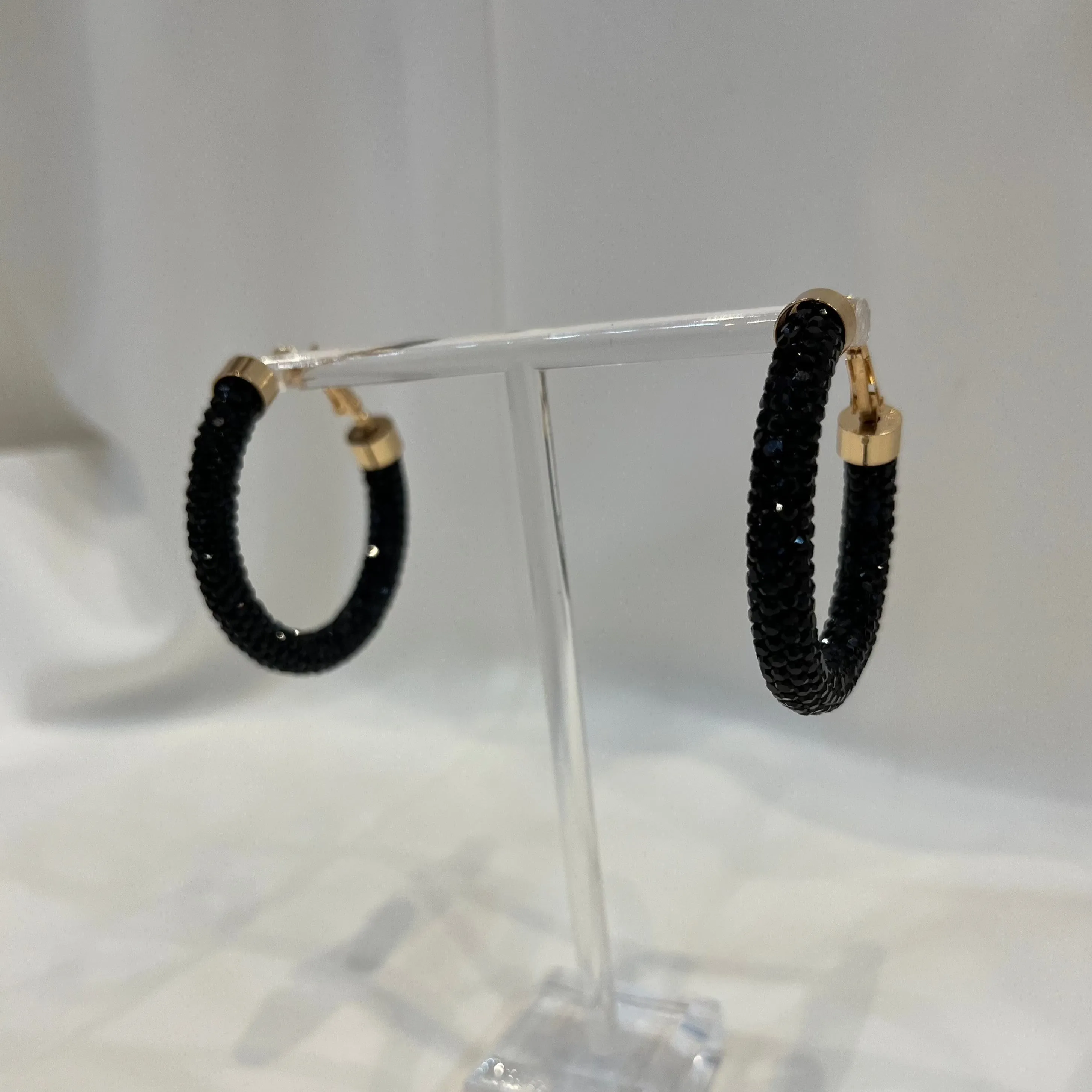 Living Glam Rhinestone Sparkle Chunky Hoops