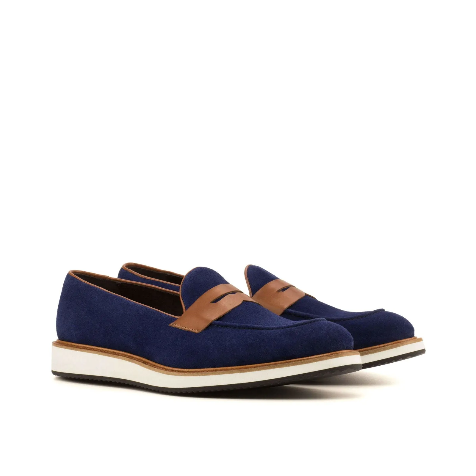 Loafer-Suede, Painted Calf, Blue, Brown