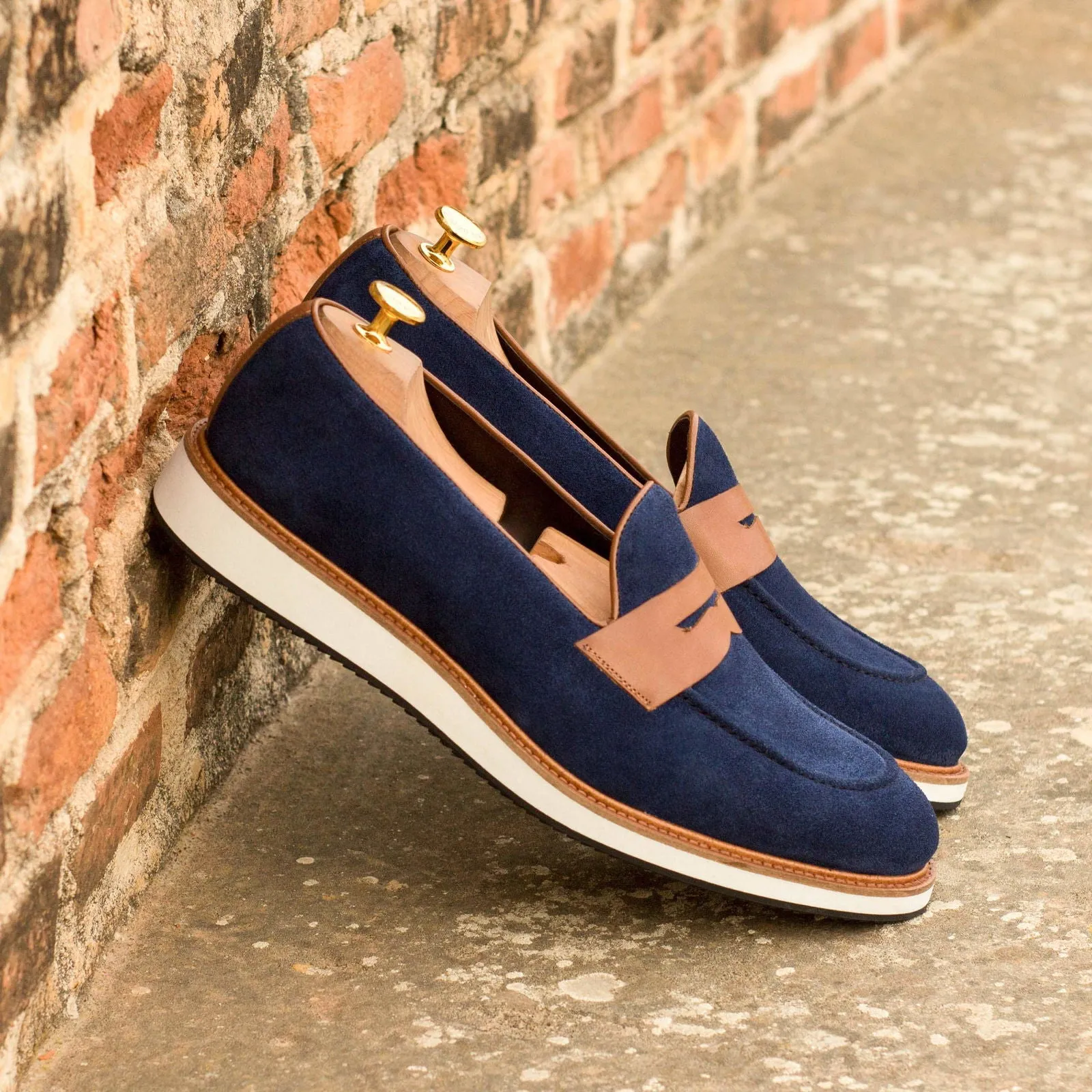 Loafer-Suede, Painted Calf, Blue, Brown