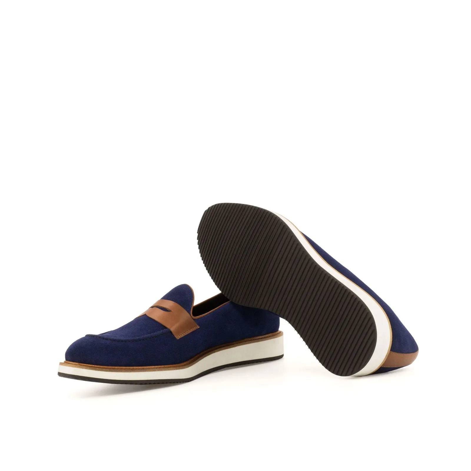 Loafer-Suede, Painted Calf, Blue, Brown