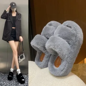 LovelyRLovely Leisure Fleece-lined Platform Slippers