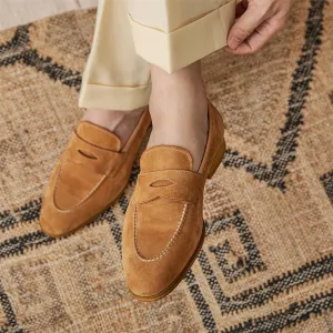 LovelyRLovely Men's Brown Suede Loafers