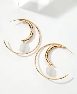 Luna Norte Lunar Highland Hoop Earrings- Moonstone