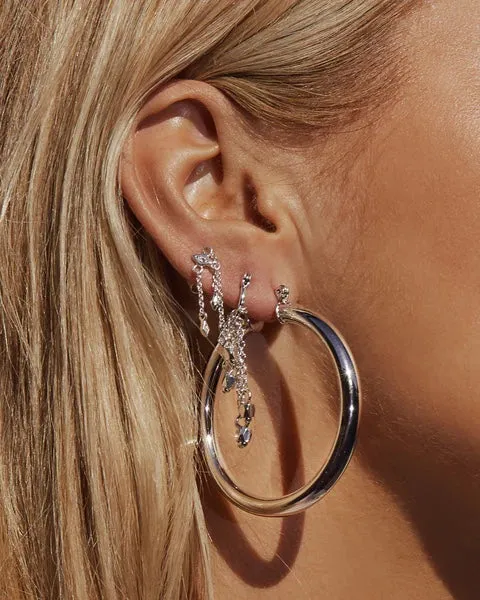 LUV AJ AMALFI TUBE HOOPS IN SILVER