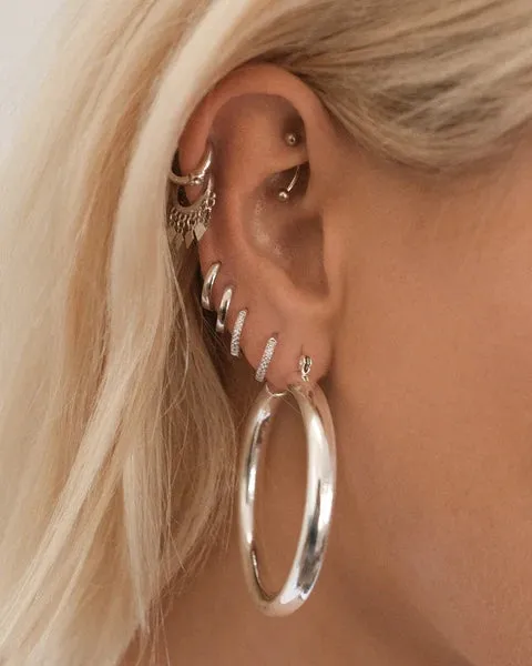 LUV AJ AMALFI TUBE HOOPS IN SILVER