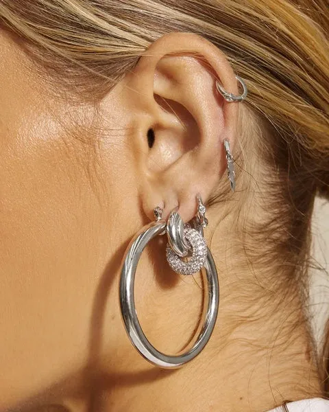 LUV AJ AMALFI TUBE HOOPS IN SILVER