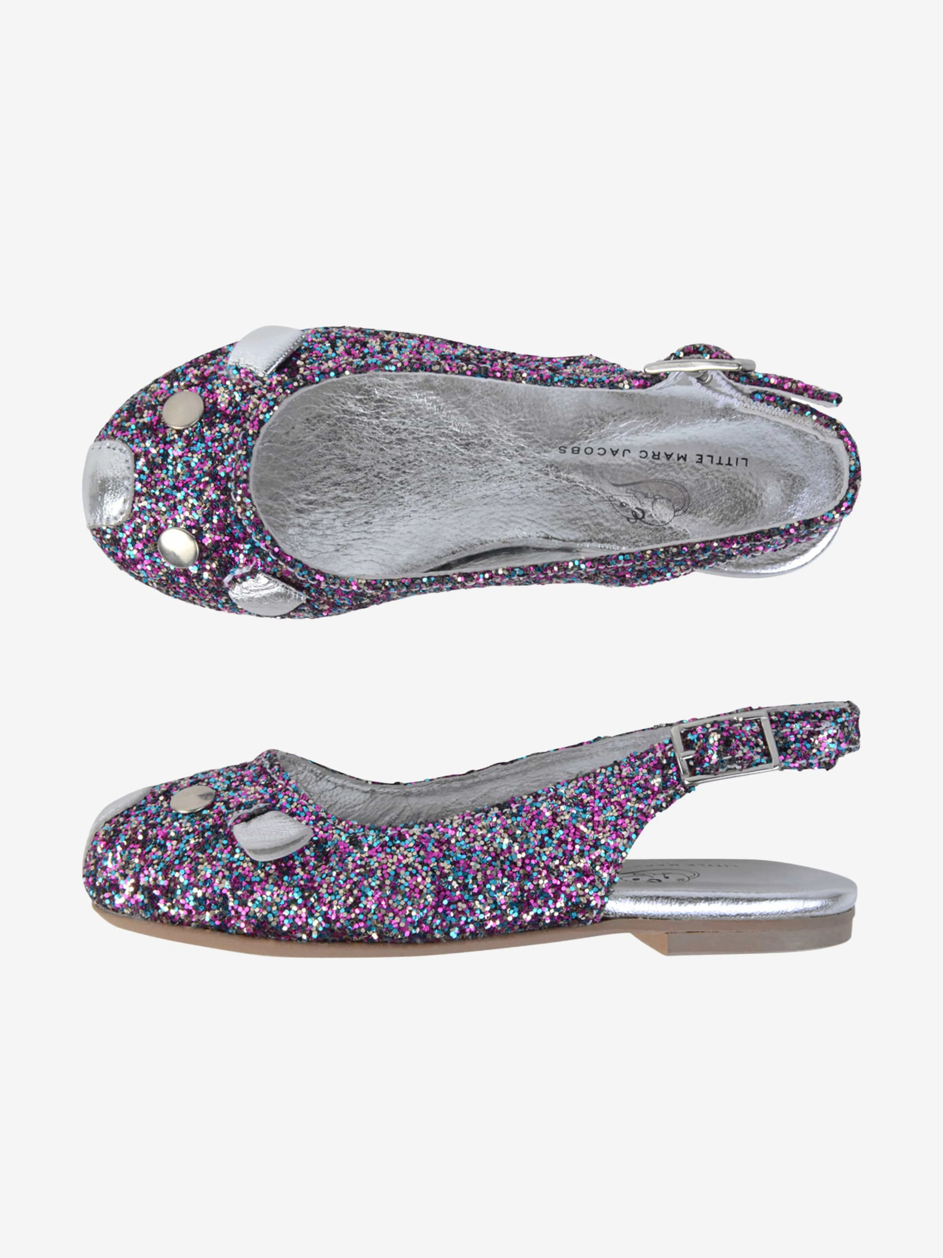 MARC JACOBS Girls Glitter Slingback Mouse Shoes