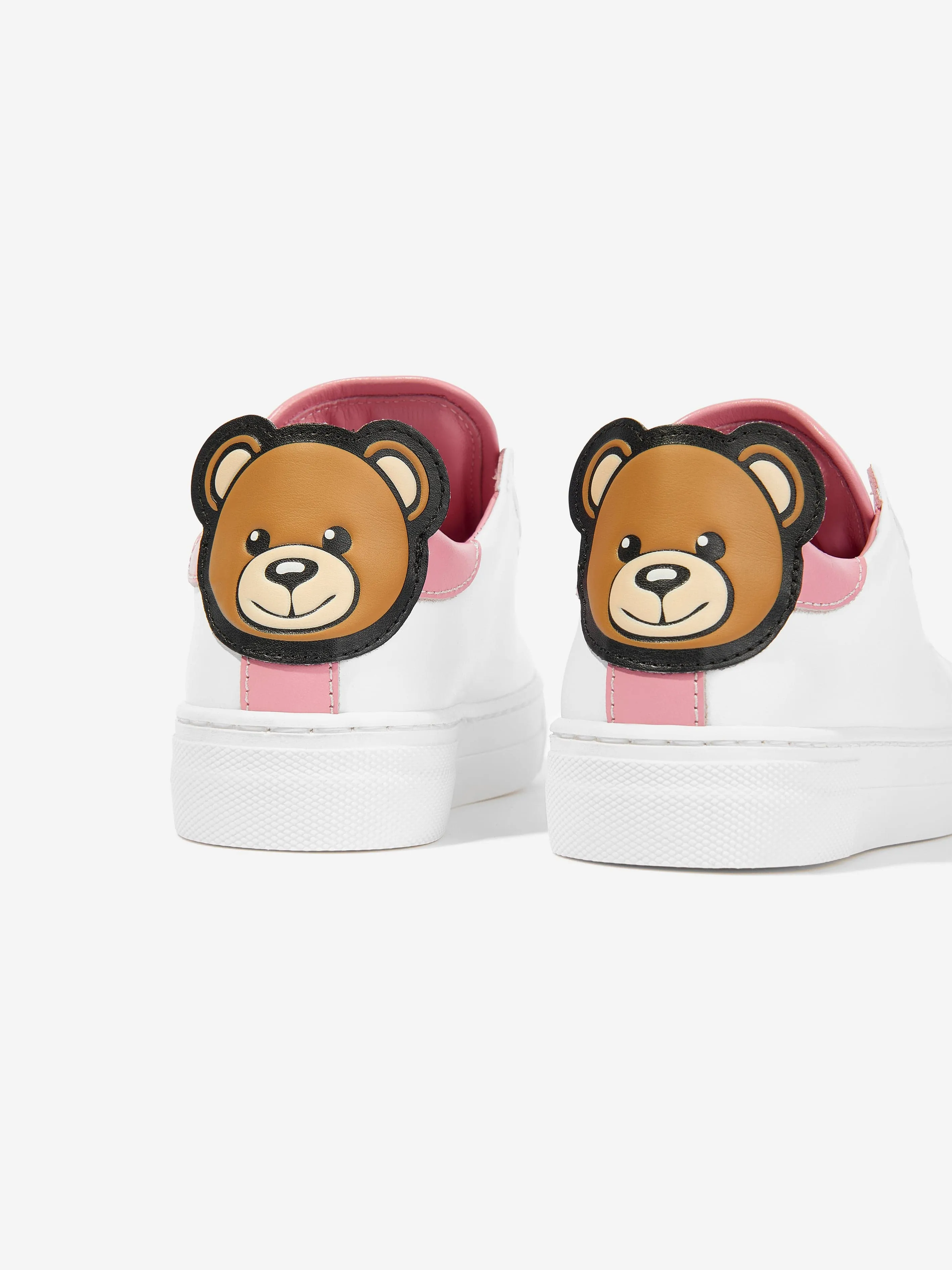 Moschino Girls Leather Teddy Bear Trainers in White