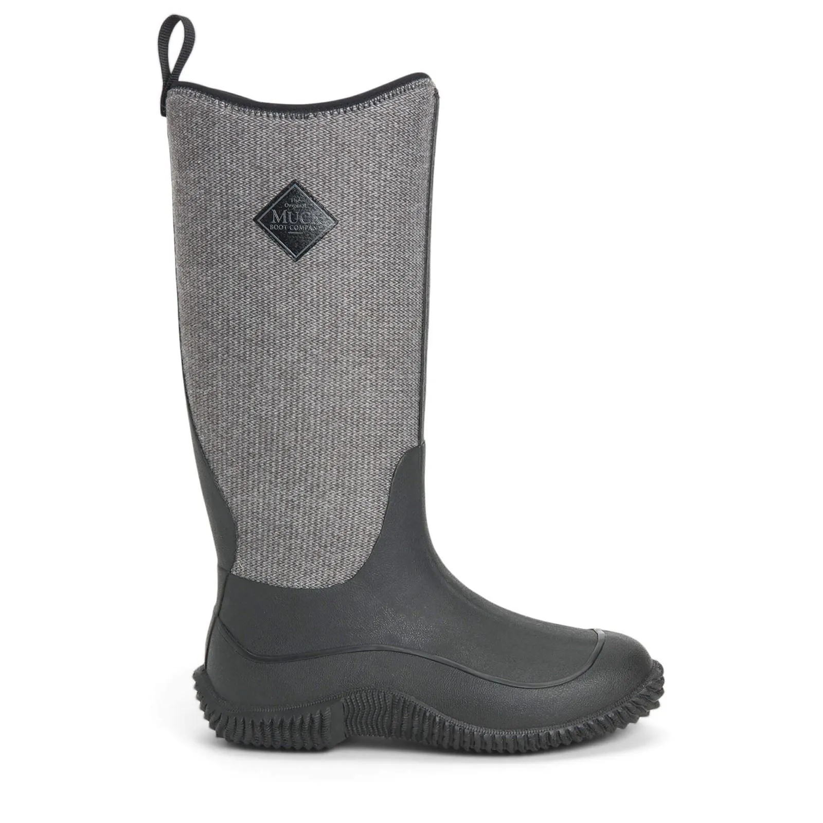 Muck Boots Hale Rubber Black W/ Fuzzy Herringbone Wellington Boots