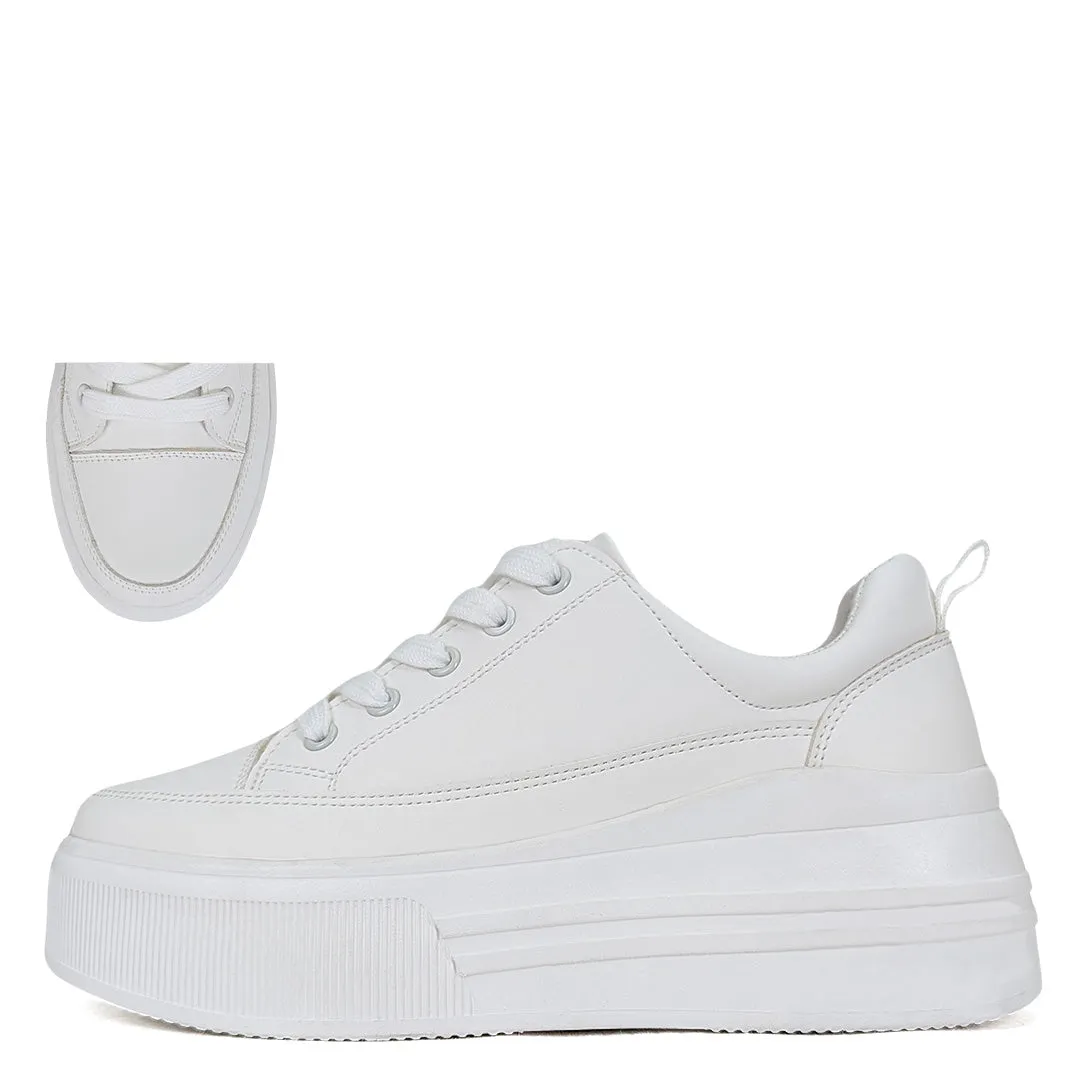 Nettle | Vegan Leather Platform Sneakers | White