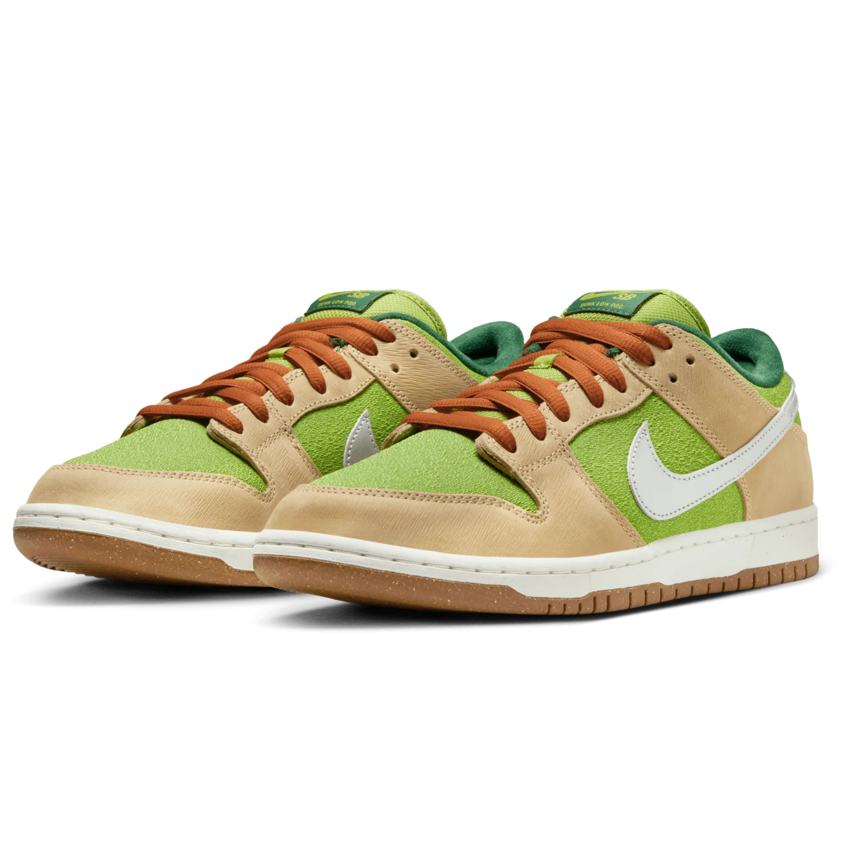 Nike SB Dunk Low Pro Skateboard Shoe - Sesame/Metallic Silver-Pear-Fir