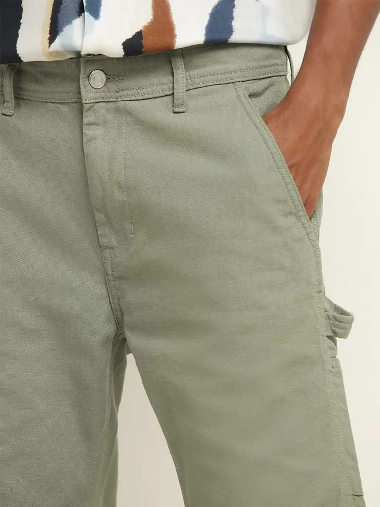 Nuon Sage Slim-Fit Solid Cotton Shorts