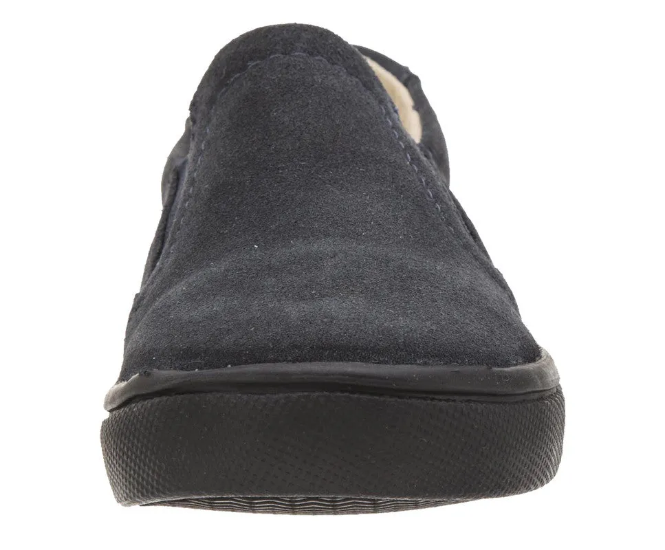 Old Soles Girl's and Boy's 6010 Dressy Hoff Navy Soft Suede and Smooth Leather Slip On Loafer Sneaker