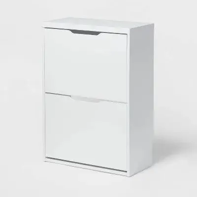 Open Box - Laminate Pivot Open Shoe Cabinet White - Brightroom