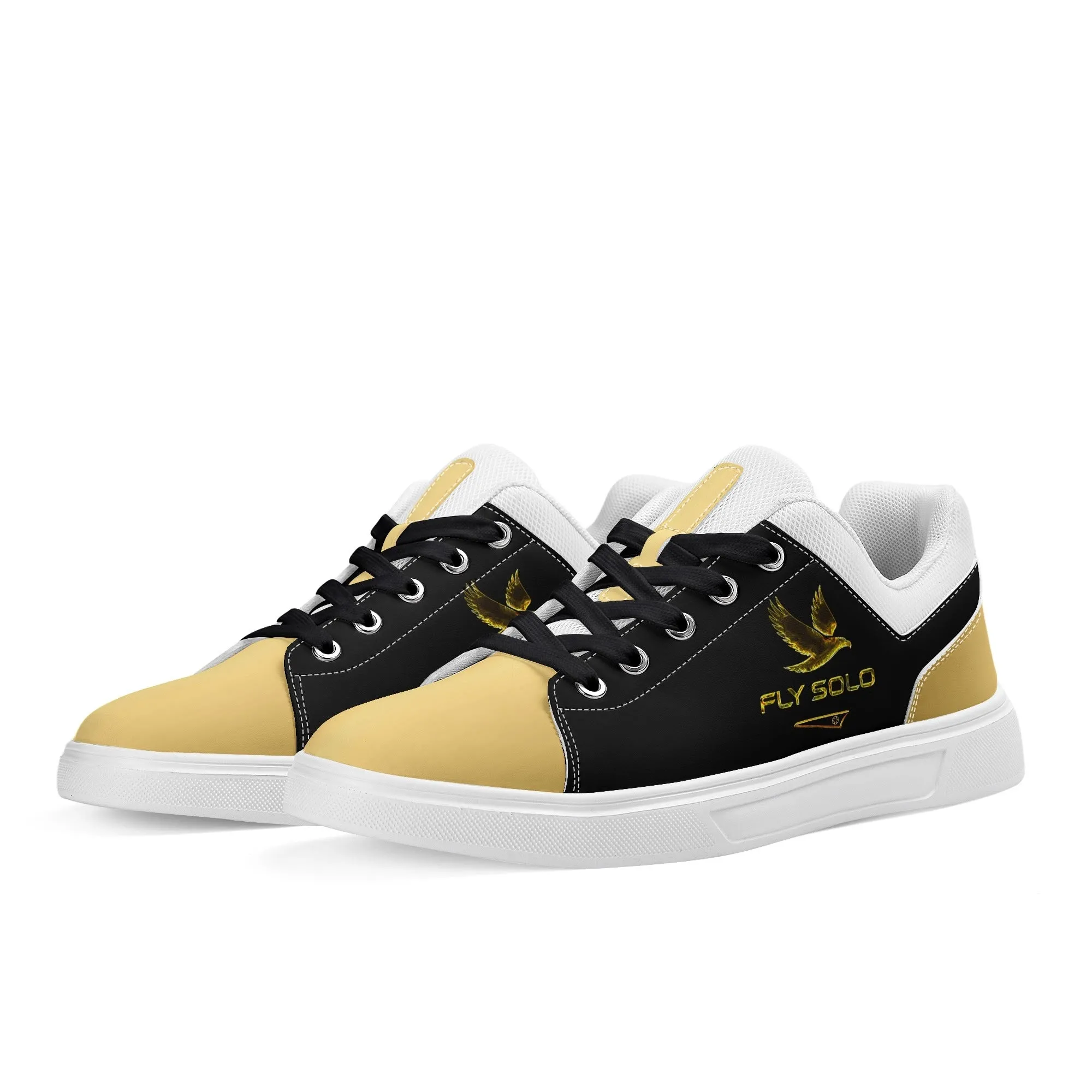 Outspoken Designs 03-02 "Fly Solo" Low Top PU Leather   Mesh Unisex Skateboard Shoes (Black/White)