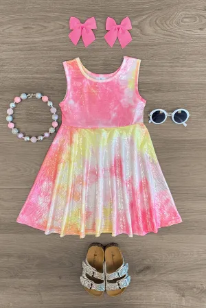 Pink Lemonade Tie Dye Shimmer Dress