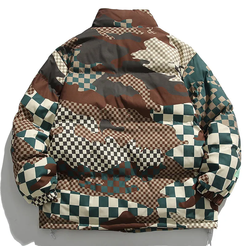 PopFlying Camouflage Winter Coat Irregular Lattice