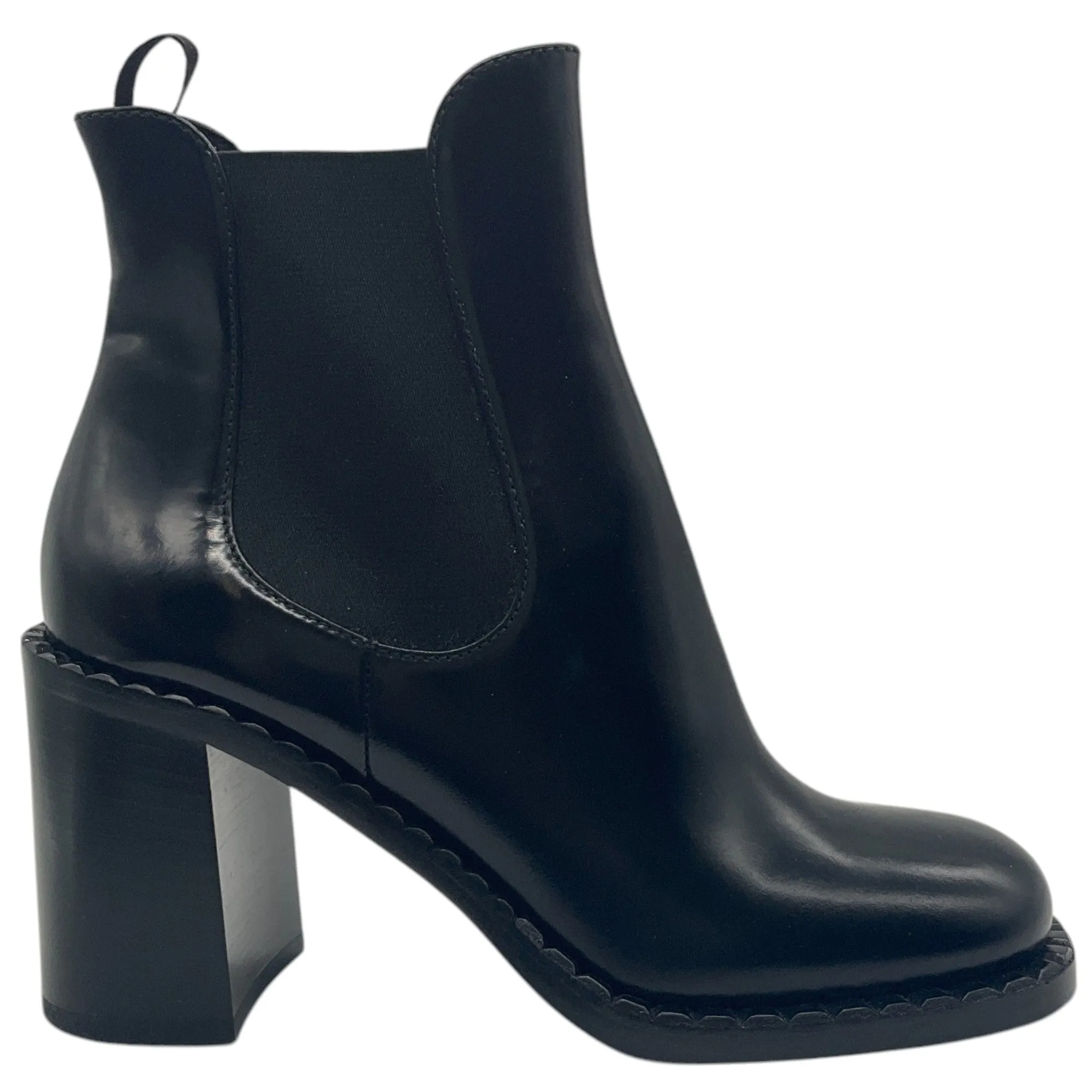 Prada Black Leather Heeled Chelsea Boots