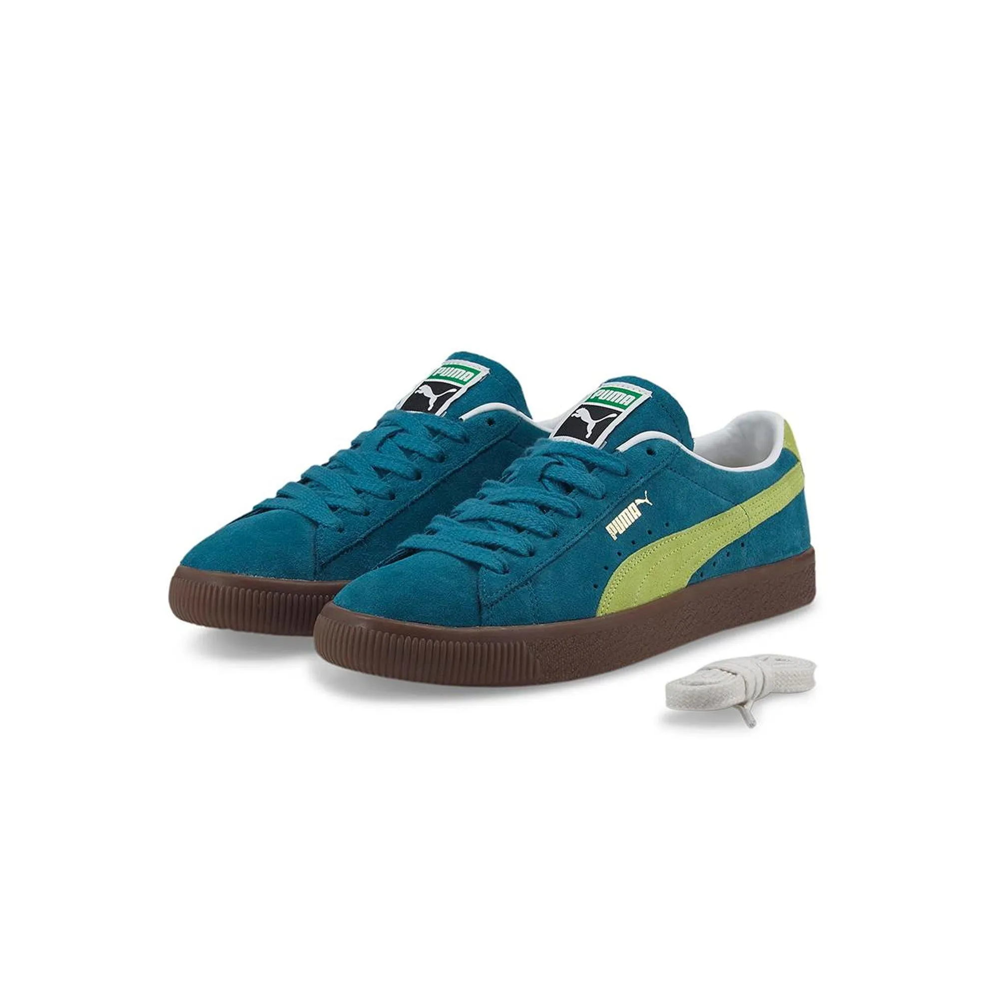 Puma Mens Suede VTG Shoes 'Blue Coral-Yellow Alert-Gum'