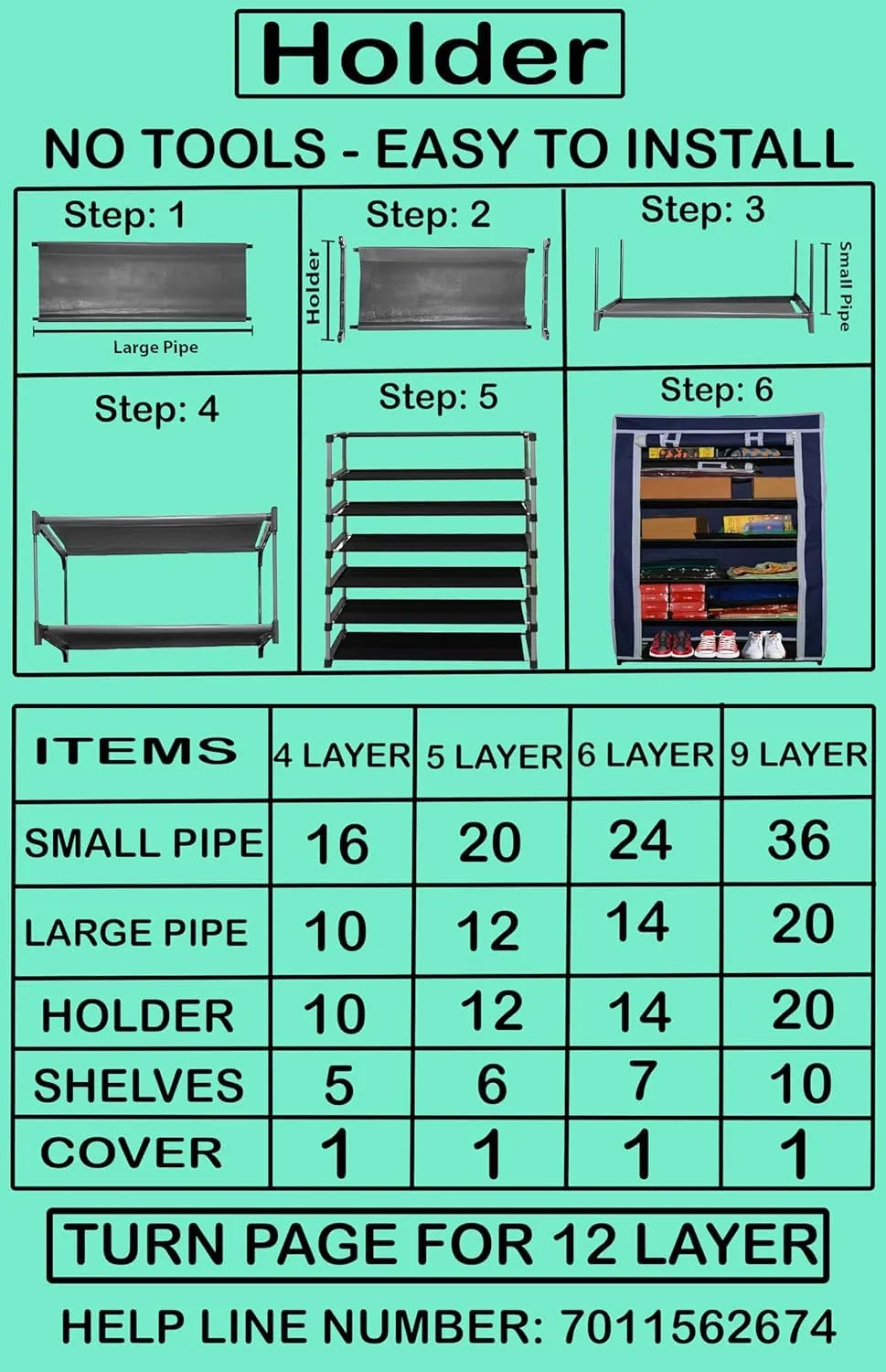 QUARCK Multipurpose 4-Tiers Shoe Rack with Dustproof Zip Cover, Multiuse Wide Space Storage Rack made by Non Woven Fabric for footwear, Toys, clothes (4 Shelves) (Blue),Plastic Non Woven