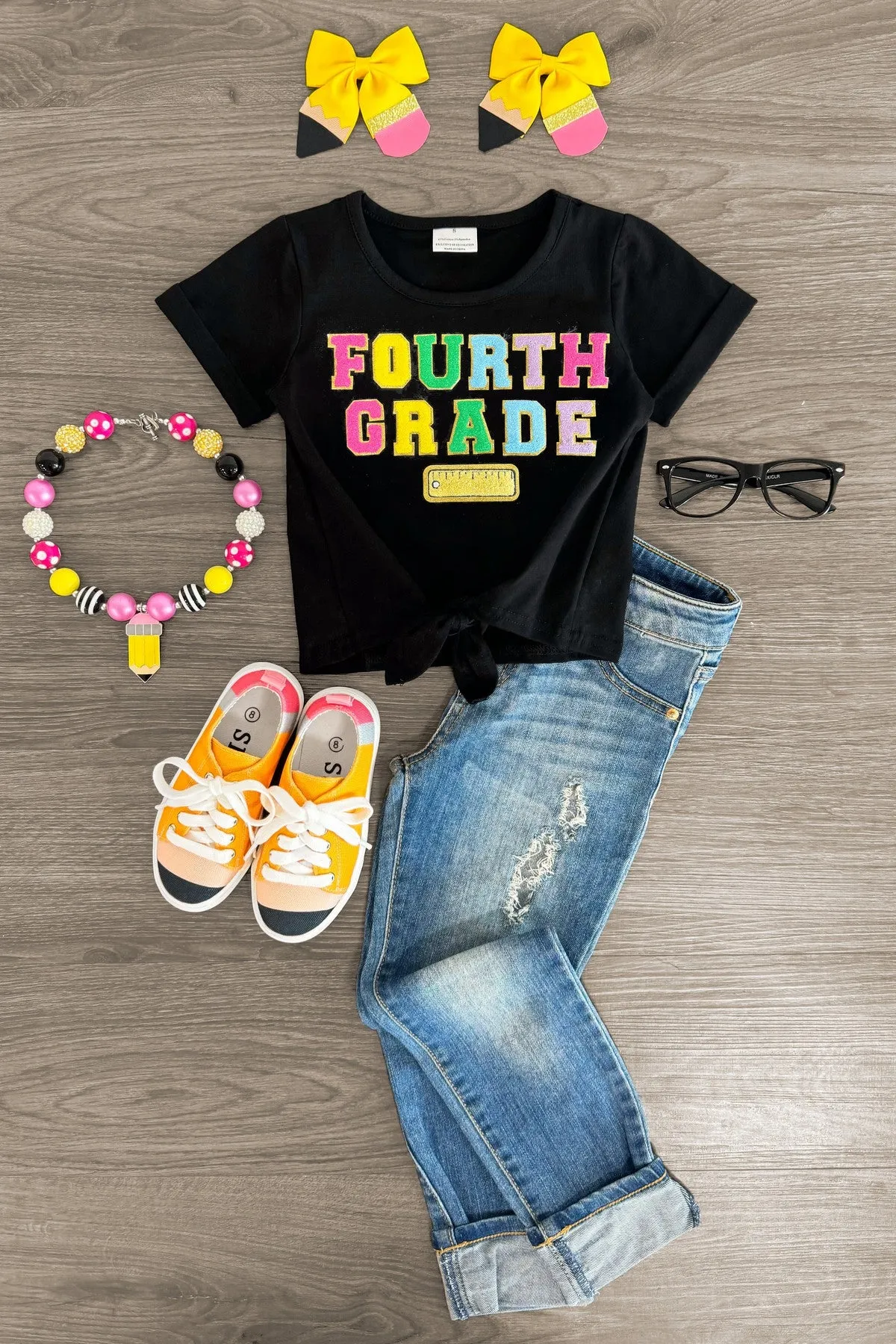 "Pre-K - Sixth Grade" Rainbow Chenille Patch Top