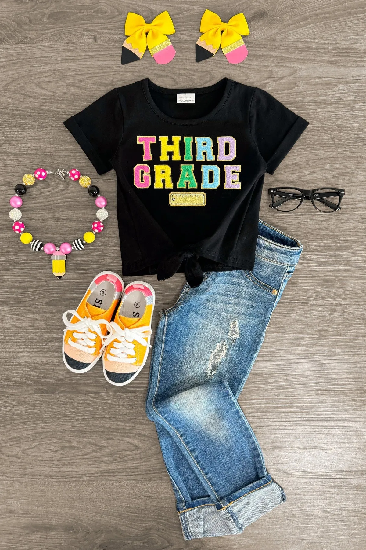 "Pre-K - Sixth Grade" Rainbow Chenille Patch Top