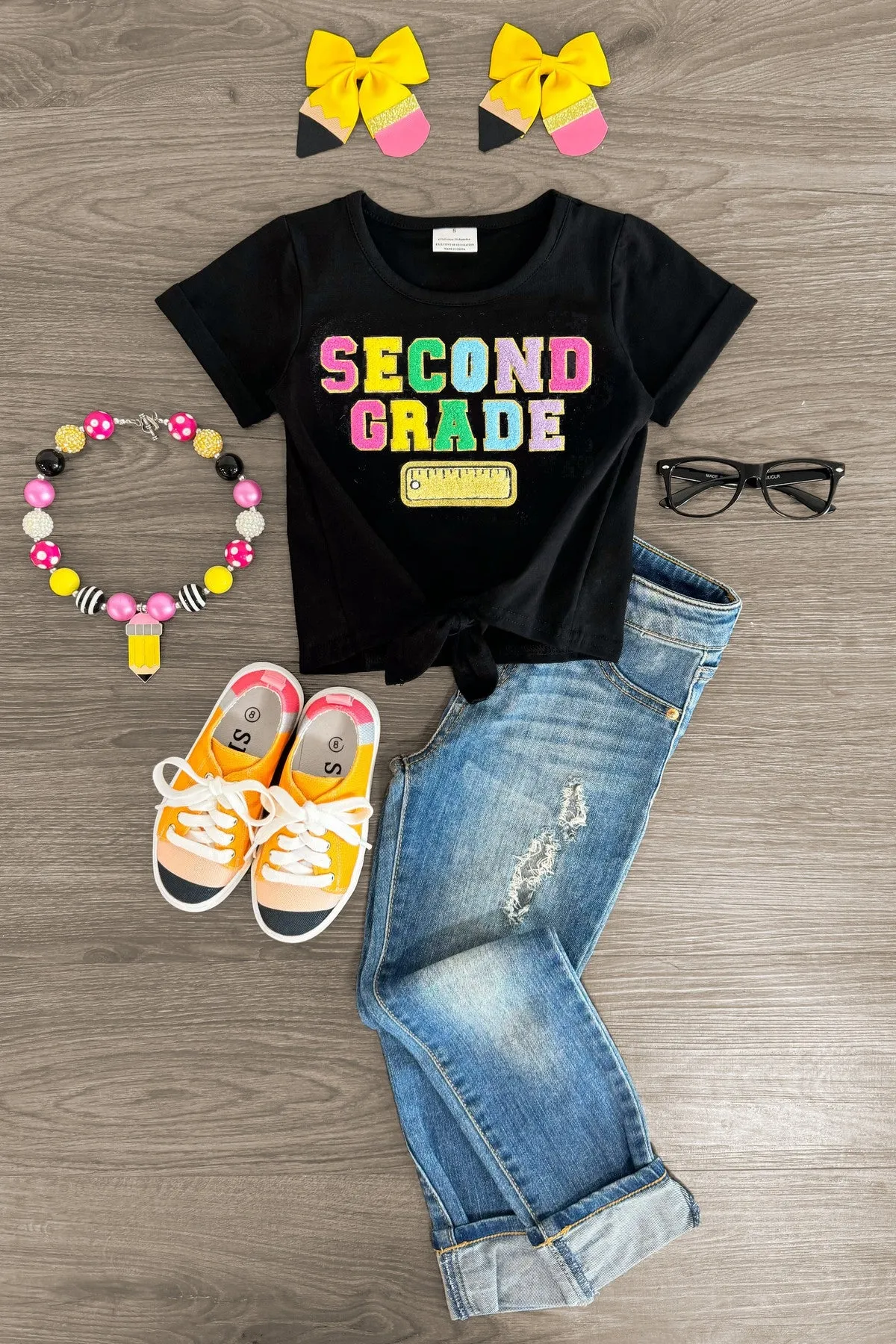 "Pre-K - Sixth Grade" Rainbow Chenille Patch Top