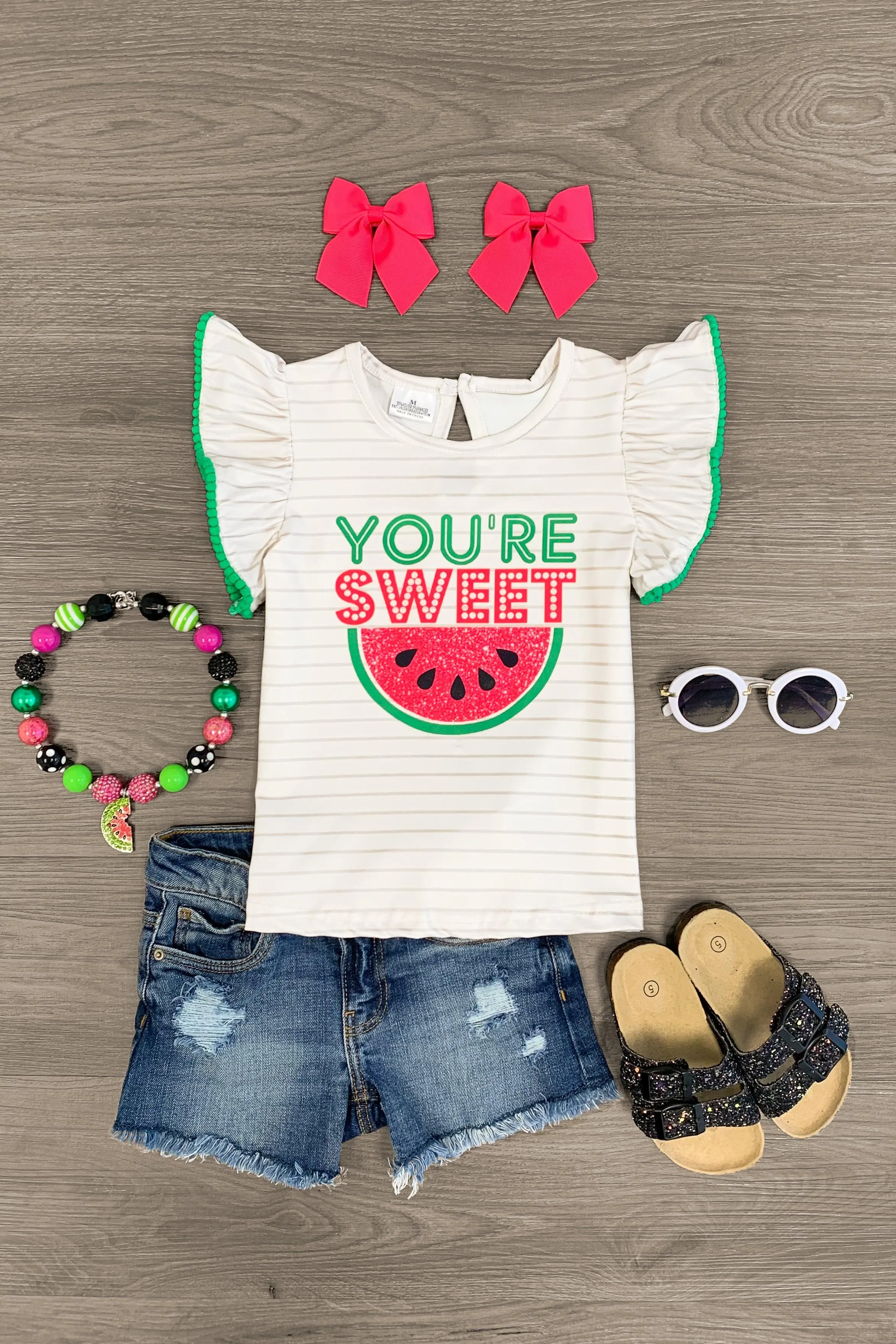 "You're Sweet" Watermelon Striped Top