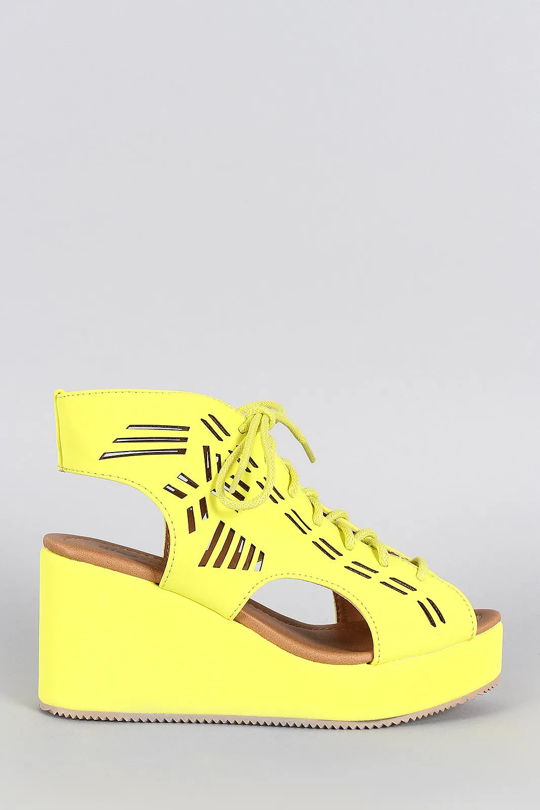 Qupid Neon Laser Cutout Platform Wedge