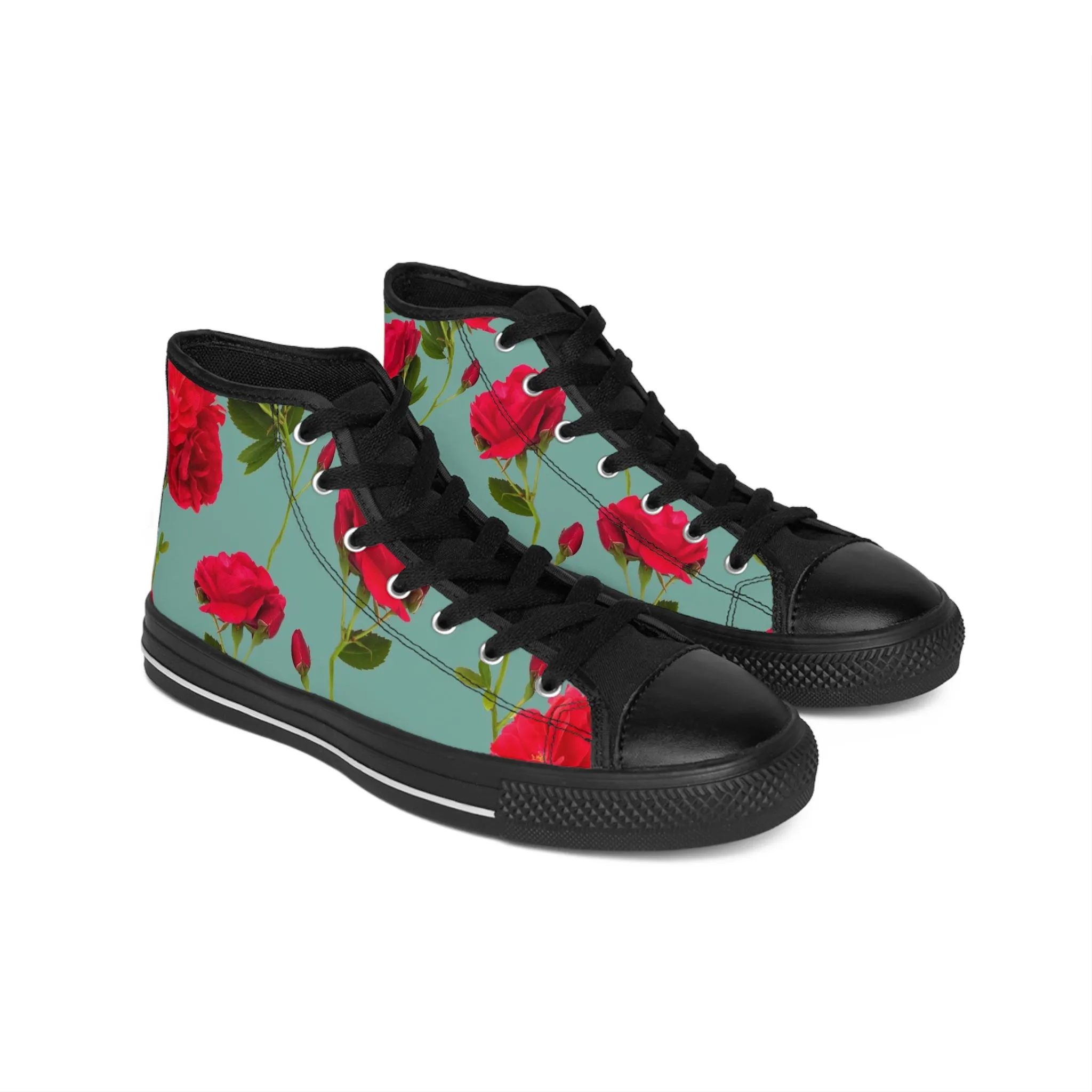 Red Flowers and blue - Inovax Women's Classic Sneakers