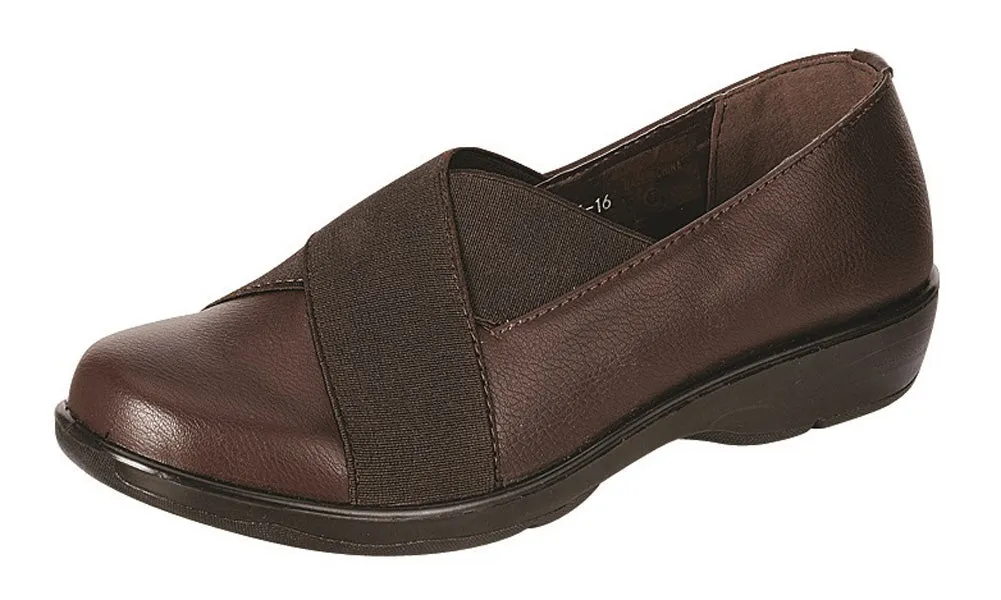 Refresh Footwear Women's Cross Over Stretch Slip-On Comfort Flat Shoe