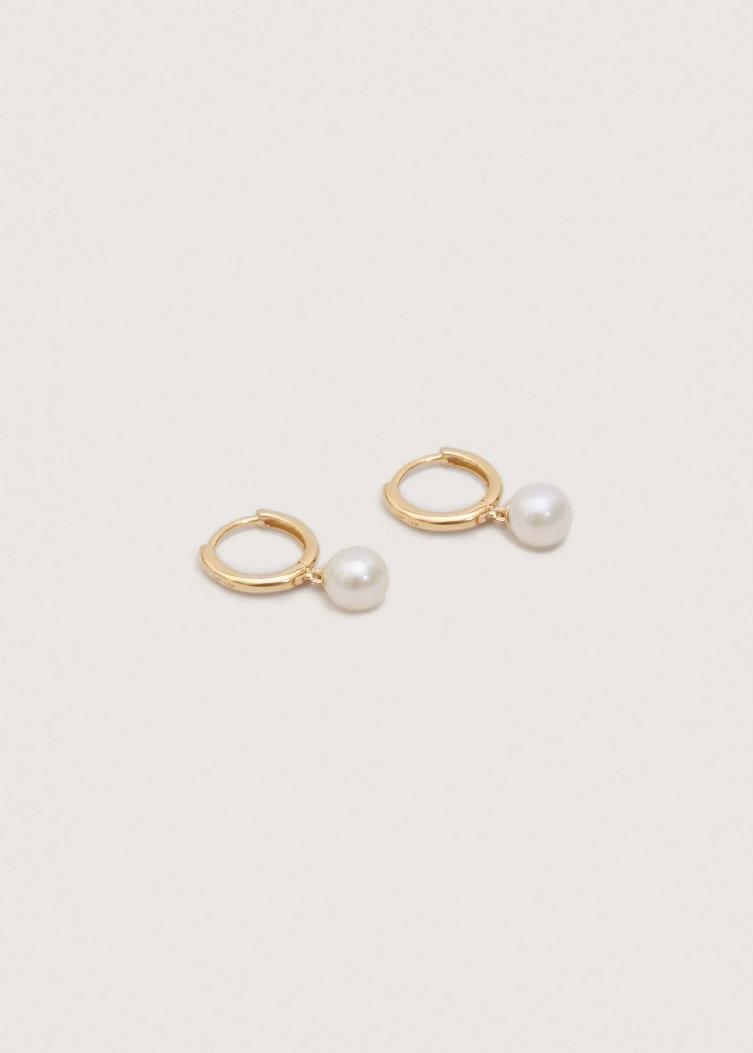 Round Pearl Huggie Earrings