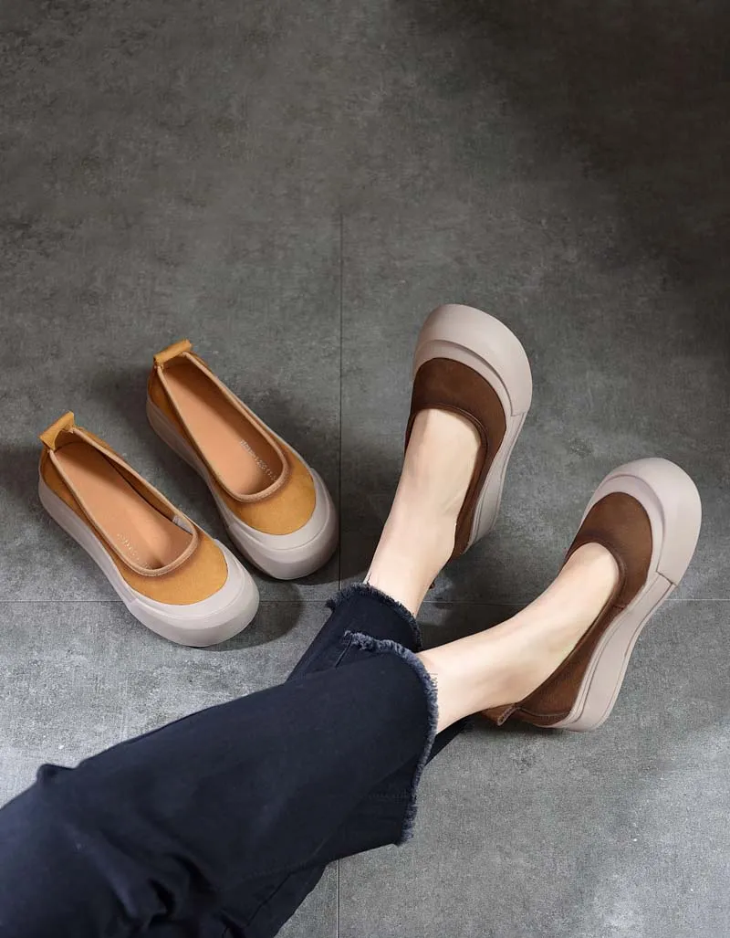 Round Toe Comfortable Soles Platform Retro Flat Shoes