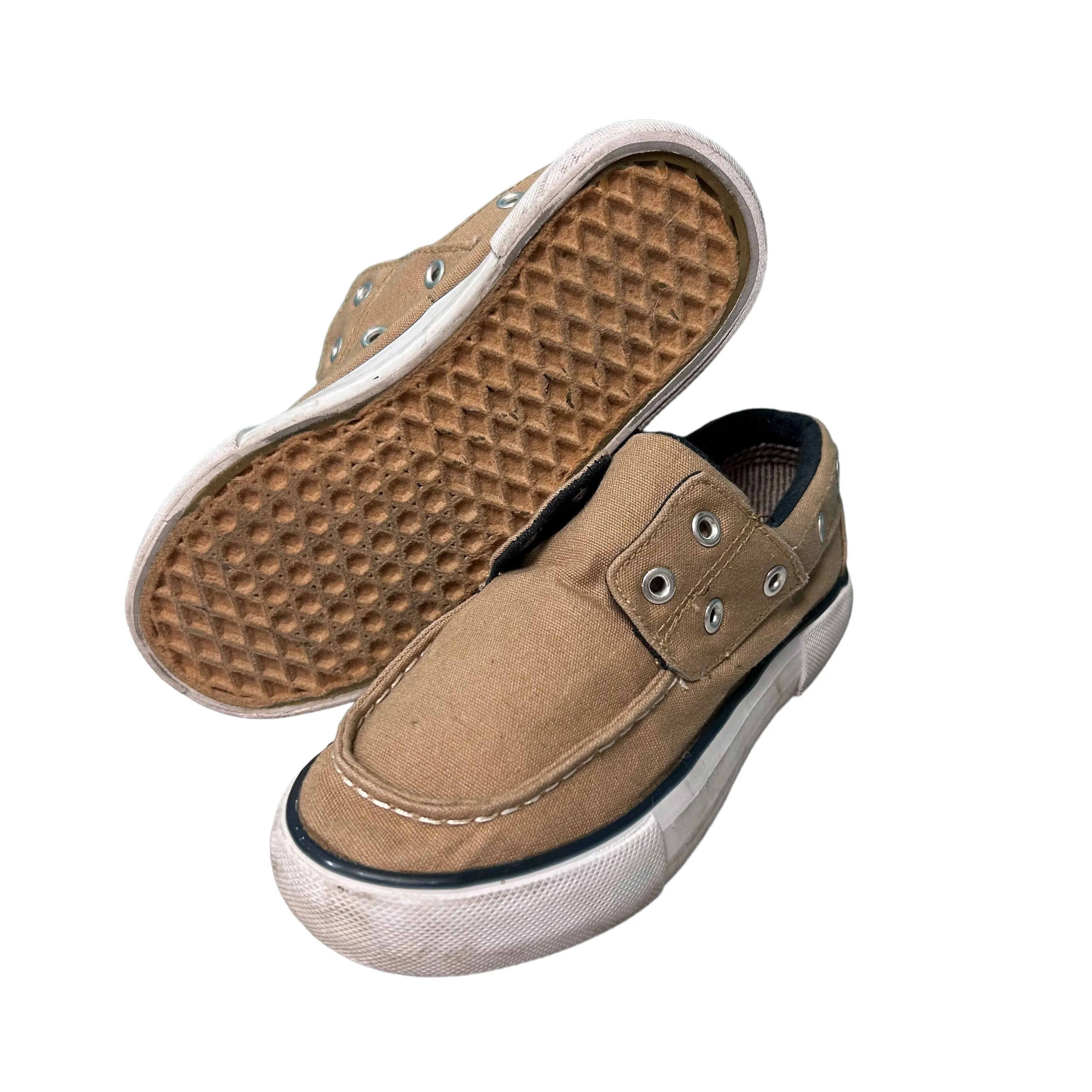 Route 66 Big Boy Size 11 Beige Slide-On Canvas Boat Shoes