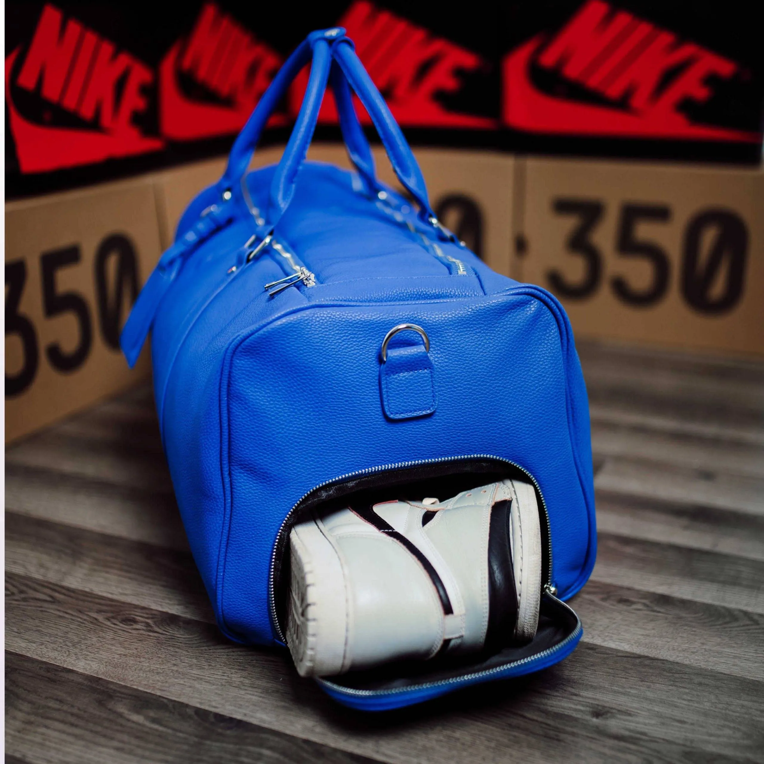 Royal Blue Leather Duffle Bag (Unbreakable Collab) 150 Made