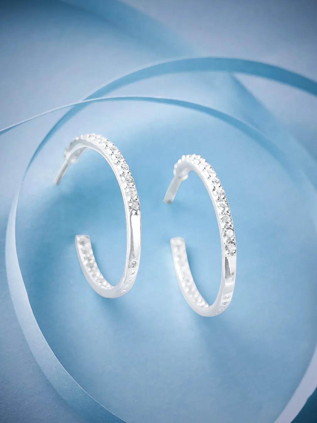 Rubans 925 Silver Modern Minimal Ring Hoop Earrings.