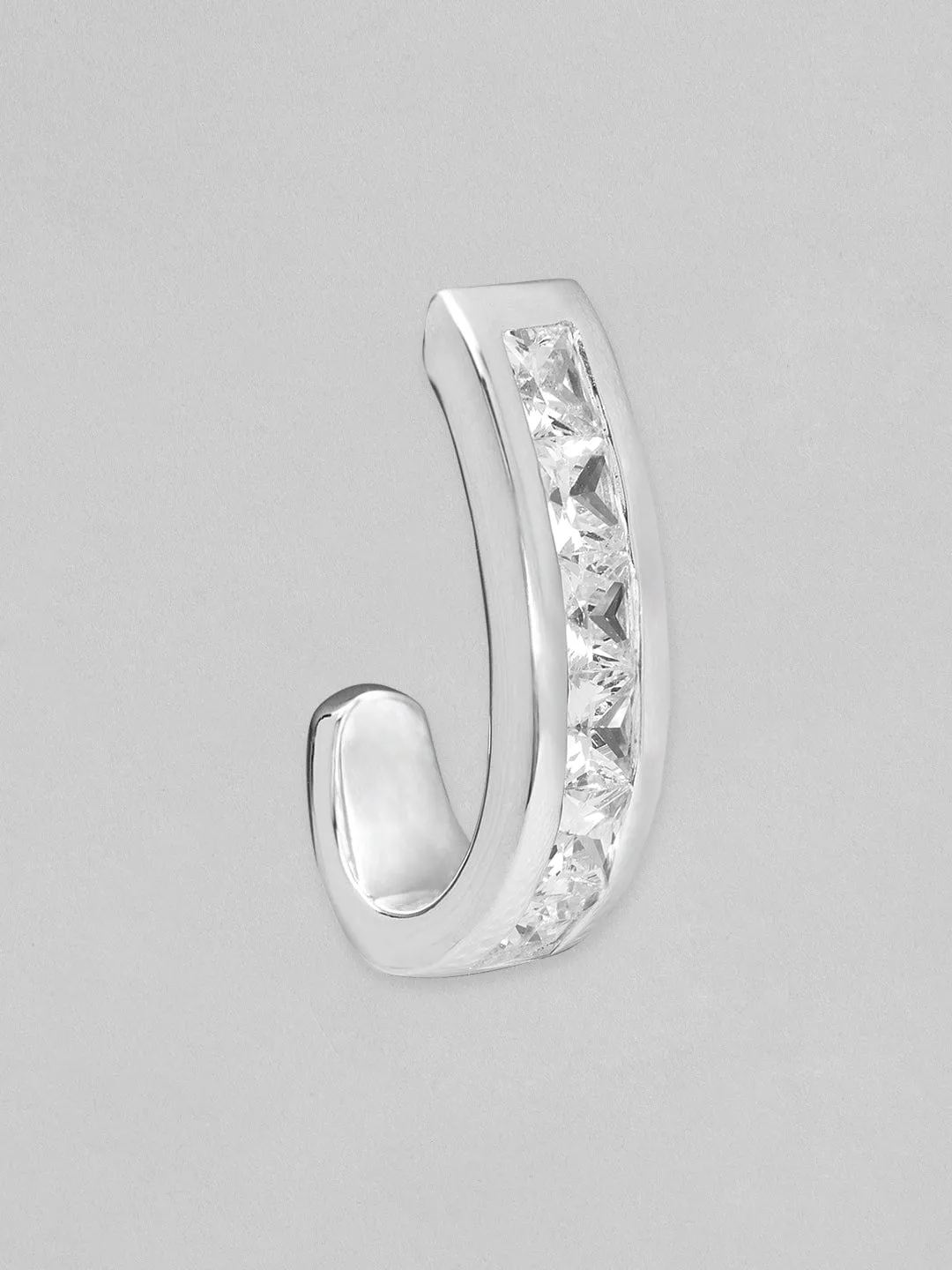 Rubans 925 Silver Sparkle Pave Minimal Hoop Earrings.