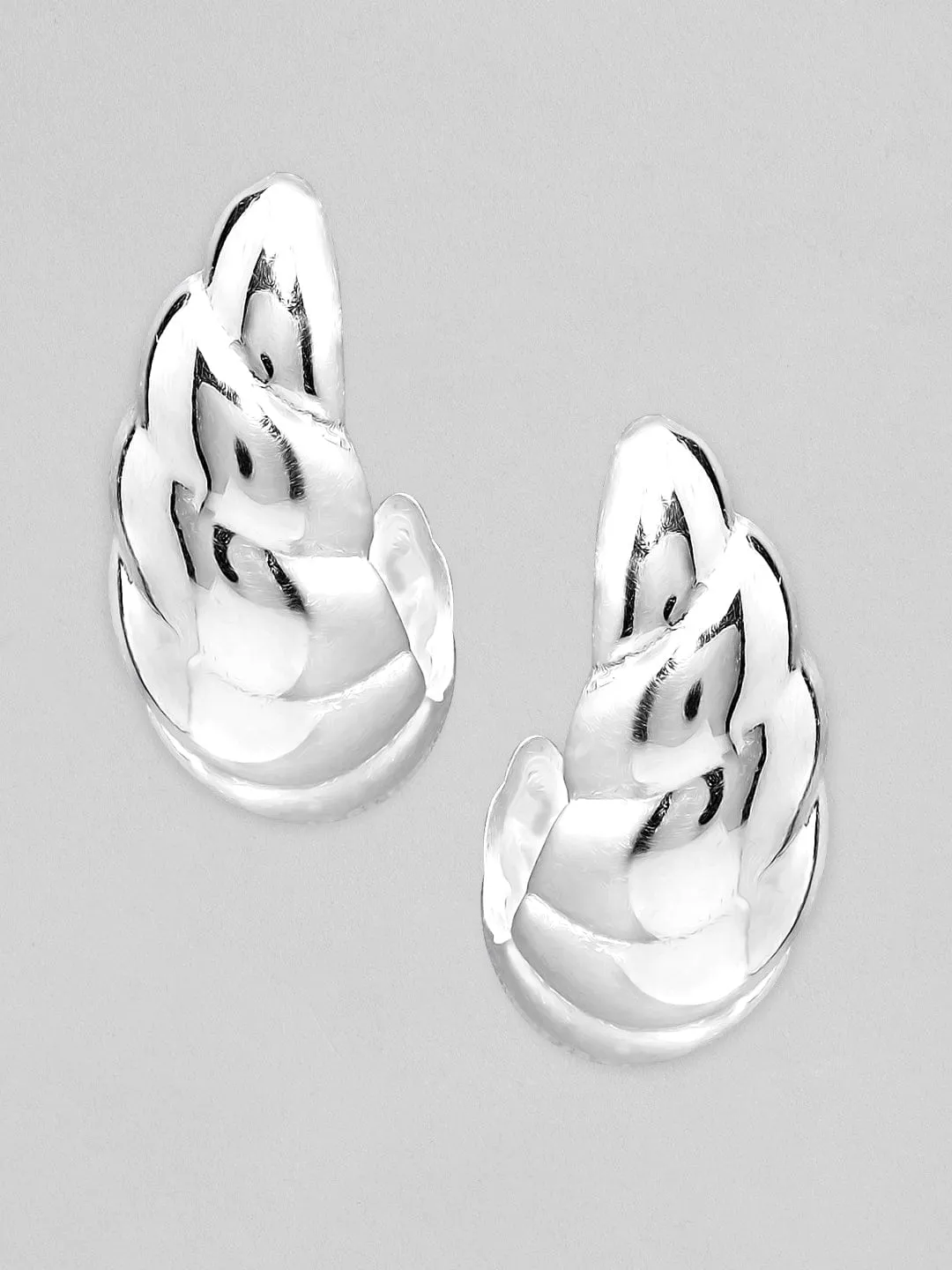 Rubans 925 Silver The Twirling Silver Beauty Hoop Earrings.