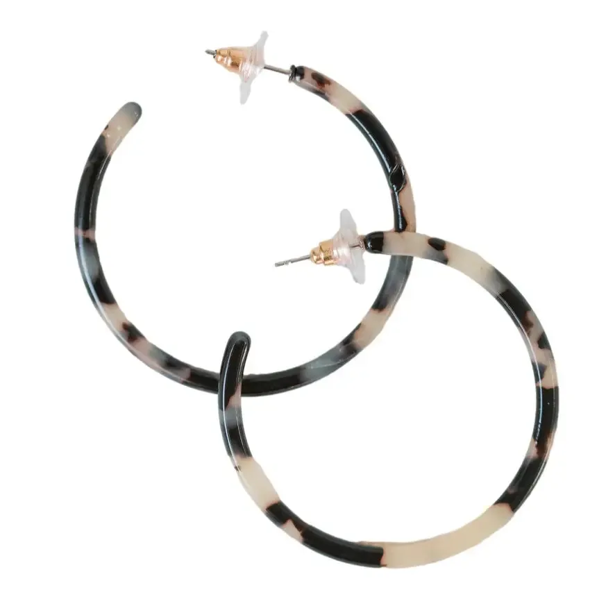 Skinny Blonde Tortoise Hoop Earrings