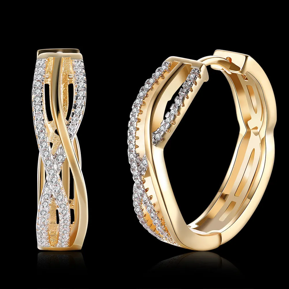 SKMEI LKN007 Twist Gold Plate Earrings Hoops for Ladies