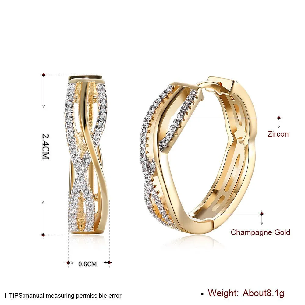 SKMEI LKN007 Twist Gold Plate Earrings Hoops for Ladies