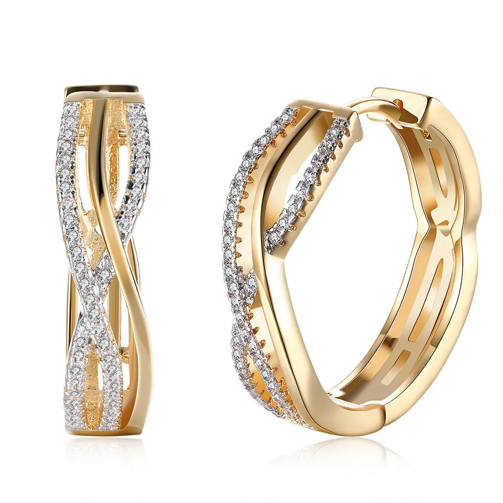 SKMEI LKN007 Twist Gold Plate Earrings Hoops for Ladies