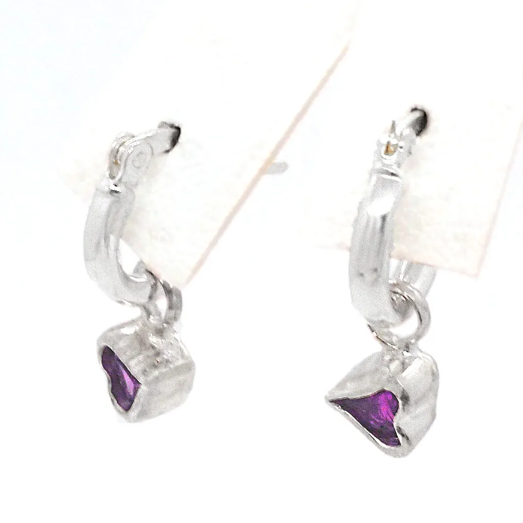 Small Hoops with Amethyst