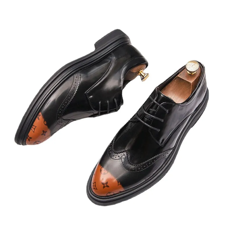 Small shoes Brock print casual shoes men's fashion Korean versatile hairstylist men's shoes